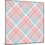 Plaid Check. All over Fabric Print in Pale Red, Pink, White and Blue. Seamless Texture for Home Dec-Anya D-Mounted Art Print