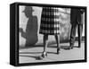 Plaid Skirt and Matching Shoes Being Modeled on the Street-Nina Leen-Framed Stretched Canvas