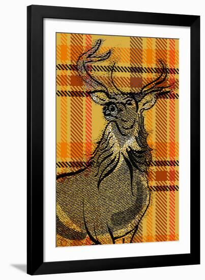 Plaid Stag-Ingrid Van Den Brand-Framed Giclee Print