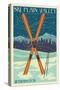 Plain Valley, Washington - Crossed Skis - Letterpress-Lantern Press-Stretched Canvas