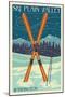 Plain Valley, Washington - Crossed Skis - Letterpress-Lantern Press-Mounted Art Print