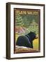 Plain, Washington - Black Bear in Forest-Lantern Press-Framed Art Print