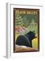 Plain, Washington - Black Bear in Forest-Lantern Press-Framed Art Print