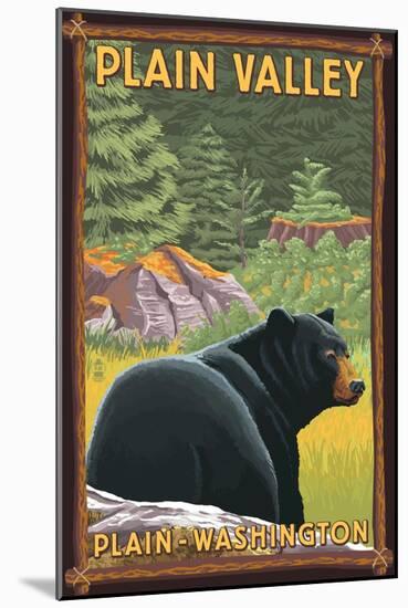 Plain, Washington - Black Bear in Forest-Lantern Press-Mounted Art Print