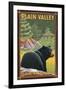 Plain, Washington - Black Bear in Forest-Lantern Press-Framed Art Print