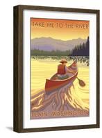 Plain, Washington - Canoe Scene-Lantern Press-Framed Art Print