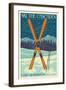 Plain, Washington - Crossed Skis-Lantern Press-Framed Art Print