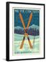 Plain, Washington - Crossed Skis-Lantern Press-Framed Art Print