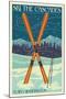 Plain, Washington - Crossed Skis-Lantern Press-Mounted Art Print