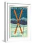 Plain, Washington - Crossed Skis-Lantern Press-Framed Art Print