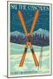 Plain, Washington - Crossed Skis-Lantern Press-Mounted Art Print