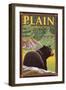 Plain, Washinton - Black Bear in Forest-Lantern Press-Framed Art Print