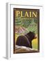 Plain, Washinton - Black Bear in Forest-Lantern Press-Framed Art Print