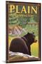 Plain, Washinton - Black Bear in Forest-Lantern Press-Mounted Art Print