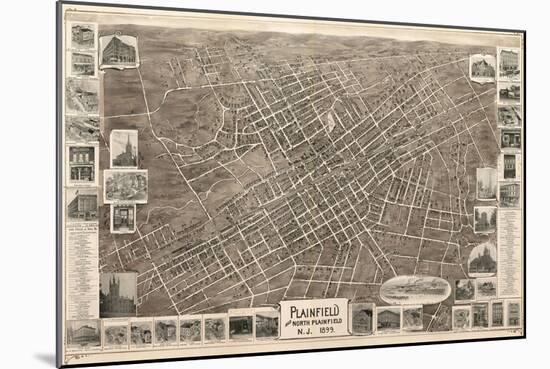 Plainfield, New Jersey - Panoramic Map-Lantern Press-Mounted Art Print