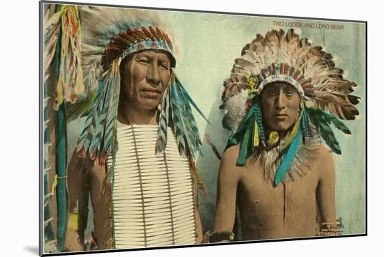 Plains Indian Chiefs, Two Lodge, Long Bear-null-Mounted Art Print