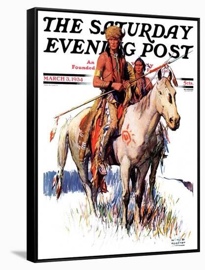 "Plains Indians," Saturday Evening Post Cover, March 3, 1934-William Henry Dethlef Koerner-Framed Stretched Canvas