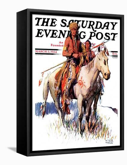 "Plains Indians," Saturday Evening Post Cover, March 3, 1934-William Henry Dethlef Koerner-Framed Stretched Canvas