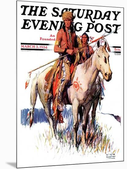 "Plains Indians," Saturday Evening Post Cover, March 3, 1934-William Henry Dethlef Koerner-Mounted Giclee Print