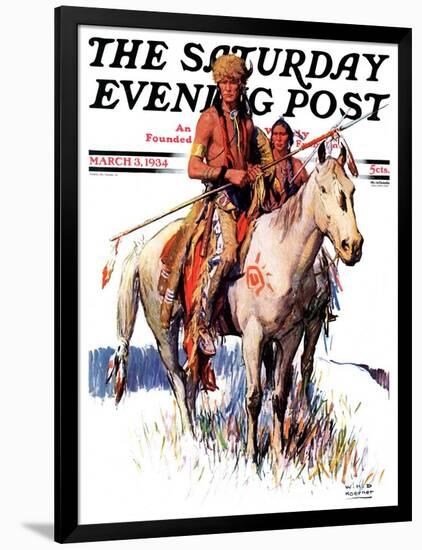 "Plains Indians," Saturday Evening Post Cover, March 3, 1934-William Henry Dethlef Koerner-Framed Giclee Print