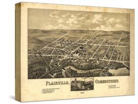 Plainville, Connecticut - Panoramic Map-Lantern Press-Stretched Canvas