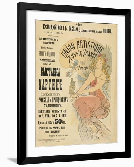 Plakat Fuer Eine Ausstellung Russischer Und Franzoesischer Kuenstler, 1898-Alphonse Mucha-Framed Giclee Print