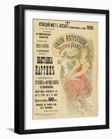 Plakat Fuer Eine Ausstellung Russischer Und Franzoesischer Kuenstler, 1898-Alphonse Mucha-Framed Giclee Print