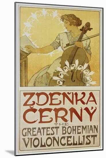 Plakat Zdenka Cerny - the Greatest Bohemian Violoncellist-Alphonse Mucha-Mounted Giclee Print