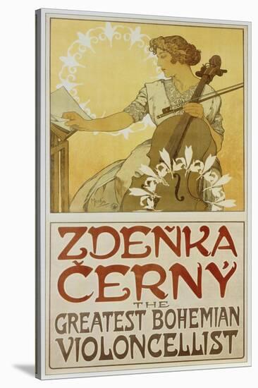Plakat Zdenka Cerny - the Greatest Bohemian Violoncellist-Alphonse Mucha-Stretched Canvas
