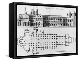 Plan and Elevation of Cluny Abbey-Pierre Giffart-Framed Stretched Canvas