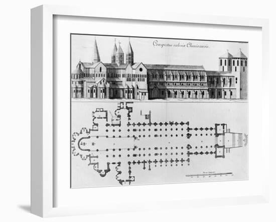 Plan and Elevation of Cluny Abbey-Pierre Giffart-Framed Giclee Print