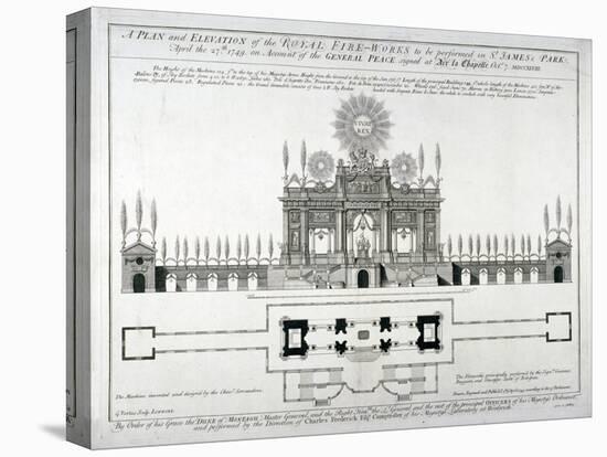 Plan and Elevation of the Royal Fireworks to Be Performed in St James's Park, London, 1749-George Vertue-Stretched Canvas