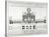 Plan and Elevation of the Royal Fireworks to Be Performed in St James's Park, London, 1749-George Vertue-Stretched Canvas