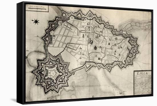 Plan and Fortifications of Lille around 1670, from 'Memoires de Charles de Batz-Castelmore Comte…-French School-Framed Stretched Canvas