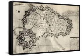 Plan and Fortifications of Lille around 1670, from 'Memoires de Charles de Batz-Castelmore Comte…-French School-Framed Stretched Canvas
