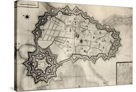 Plan and Fortifications of Lille around 1670, from 'Memoires de Charles de Batz-Castelmore Comte…-French School-Stretched Canvas