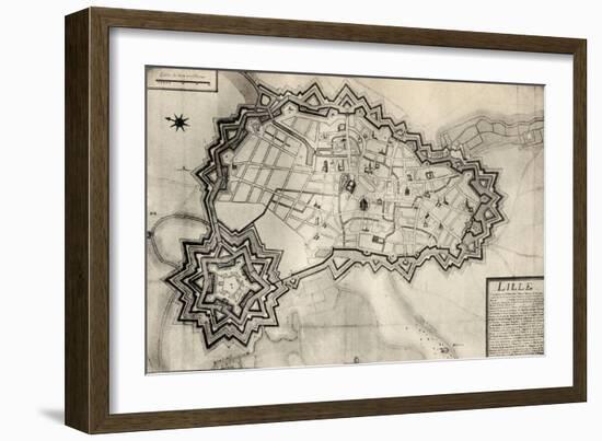 Plan and Fortifications of Lille around 1670, from 'Memoires de Charles de Batz-Castelmore Comte…-French School-Framed Giclee Print