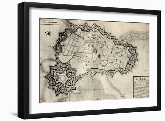 Plan and Fortifications of Lille around 1670, from 'Memoires de Charles de Batz-Castelmore Comte…-French School-Framed Giclee Print