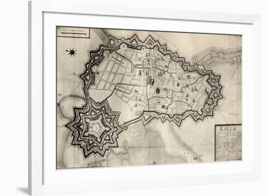 Plan and Fortifications of Lille around 1670, from 'Memoires de Charles de Batz-Castelmore Comte…-French School-Framed Giclee Print