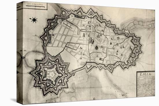 Plan and Fortifications of Lille around 1670, from 'Memoires de Charles de Batz-Castelmore Comte…-French School-Stretched Canvas