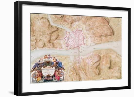 Plan and Map of the Town and Citadel of Bayonne-Sebastien Le Prestre de Vauban-Framed Giclee Print