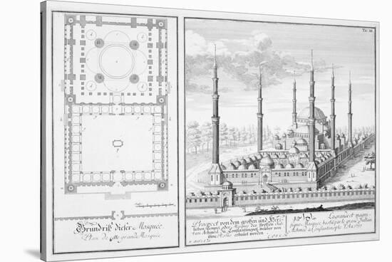 Plan and View of the Blue Mosque-Johann Bernhard Fischer Von Erlach-Stretched Canvas