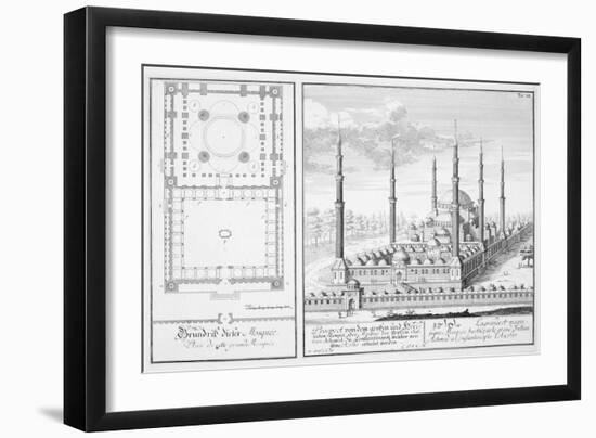 Plan and View of the Blue Mosque-Johann Bernhard Fischer Von Erlach-Framed Giclee Print