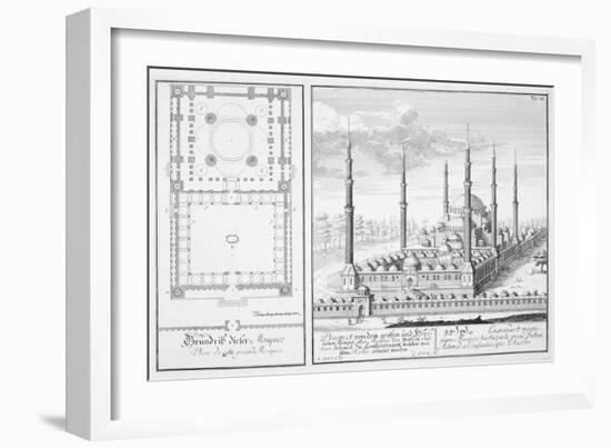 Plan and View of the Blue Mosque-Johann Bernhard Fischer Von Erlach-Framed Giclee Print