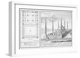 Plan and View of the Blue Mosque-Johann Bernhard Fischer Von Erlach-Framed Giclee Print
