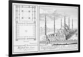 Plan and View of the Blue Mosque-Johann Bernhard Fischer Von Erlach-Framed Giclee Print