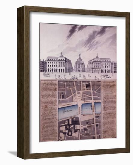 Plan d'une place publique et vue perspective des bâtiments-Pierre Marin Giraud-Framed Giclee Print