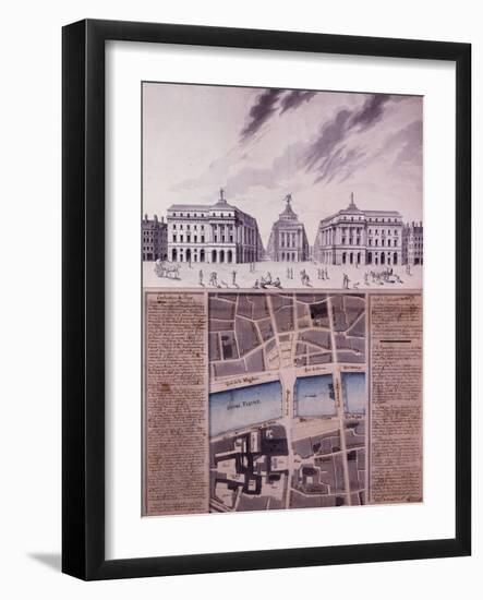Plan d'une place publique et vue perspective des bâtiments-Pierre Marin Giraud-Framed Giclee Print
