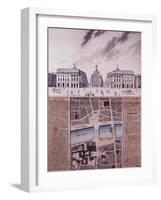 Plan d'une place publique et vue perspective des bâtiments-Pierre Marin Giraud-Framed Giclee Print