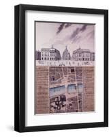 Plan d'une place publique et vue perspective des bâtiments-Pierre Marin Giraud-Framed Giclee Print